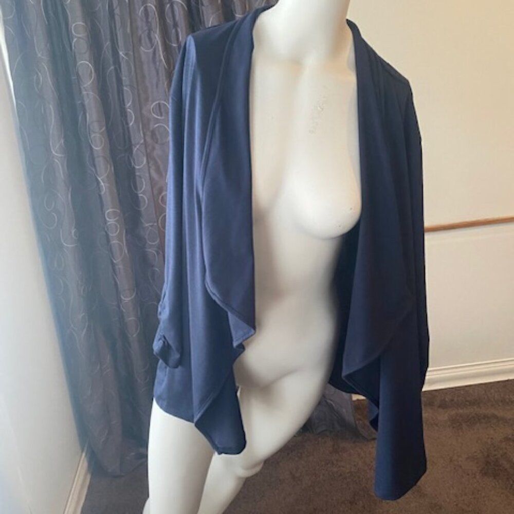 Rafaella Navy Blue open Wrap Front rouge sleeves cardigan, size XXL